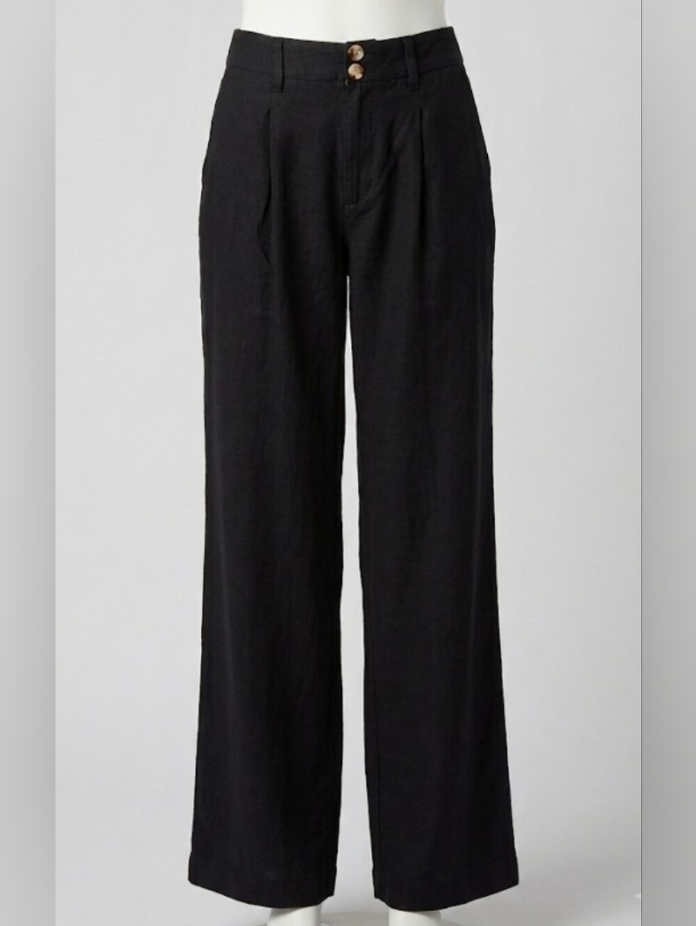 LC Lauren Conrad Wildflower Womens Black Wide Leg Trousers 8 Pleated High Waist